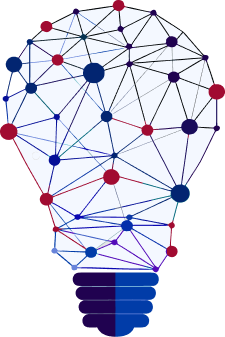A lightbulb formed from a network of connected nodes