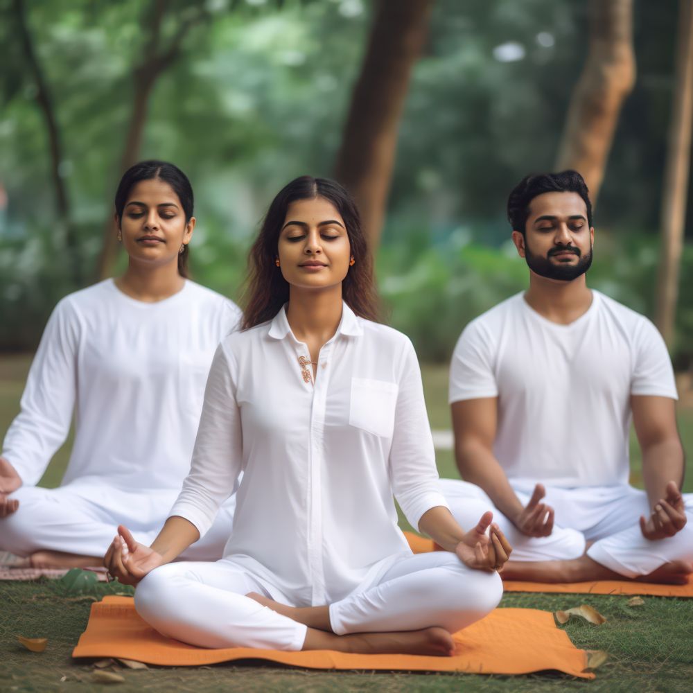 Students meditating together during a spirituality and peace studies session