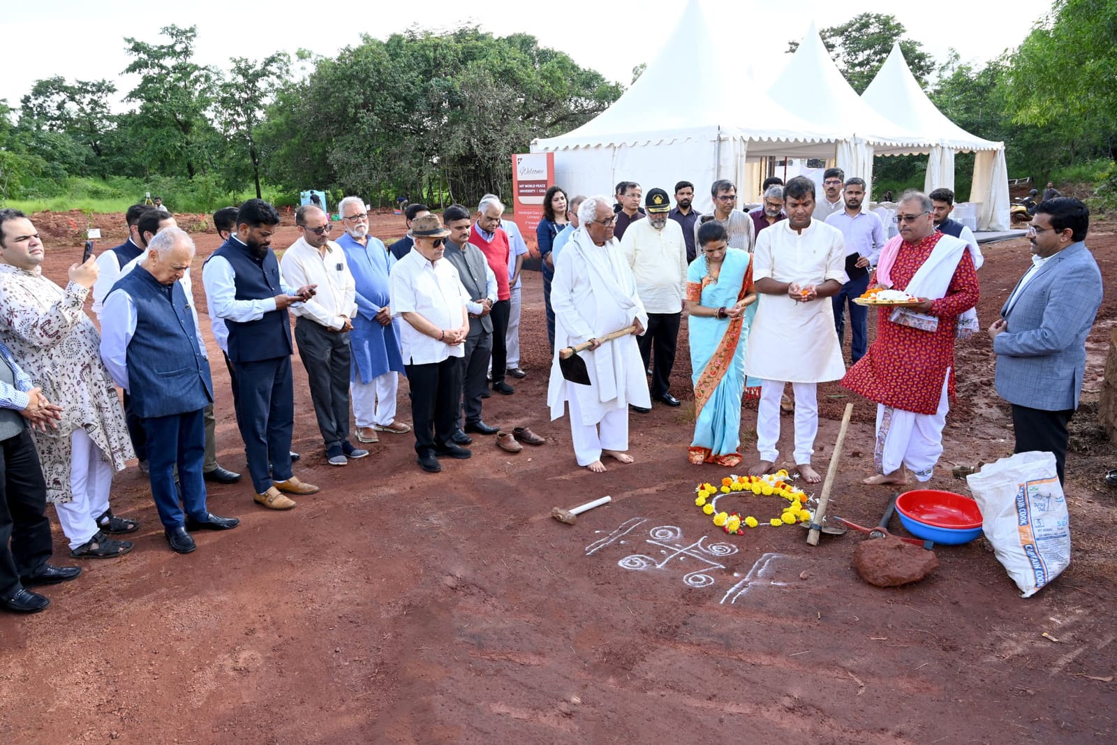 Tree-planting during the WPU GŌA Bhoomipujan ceremony