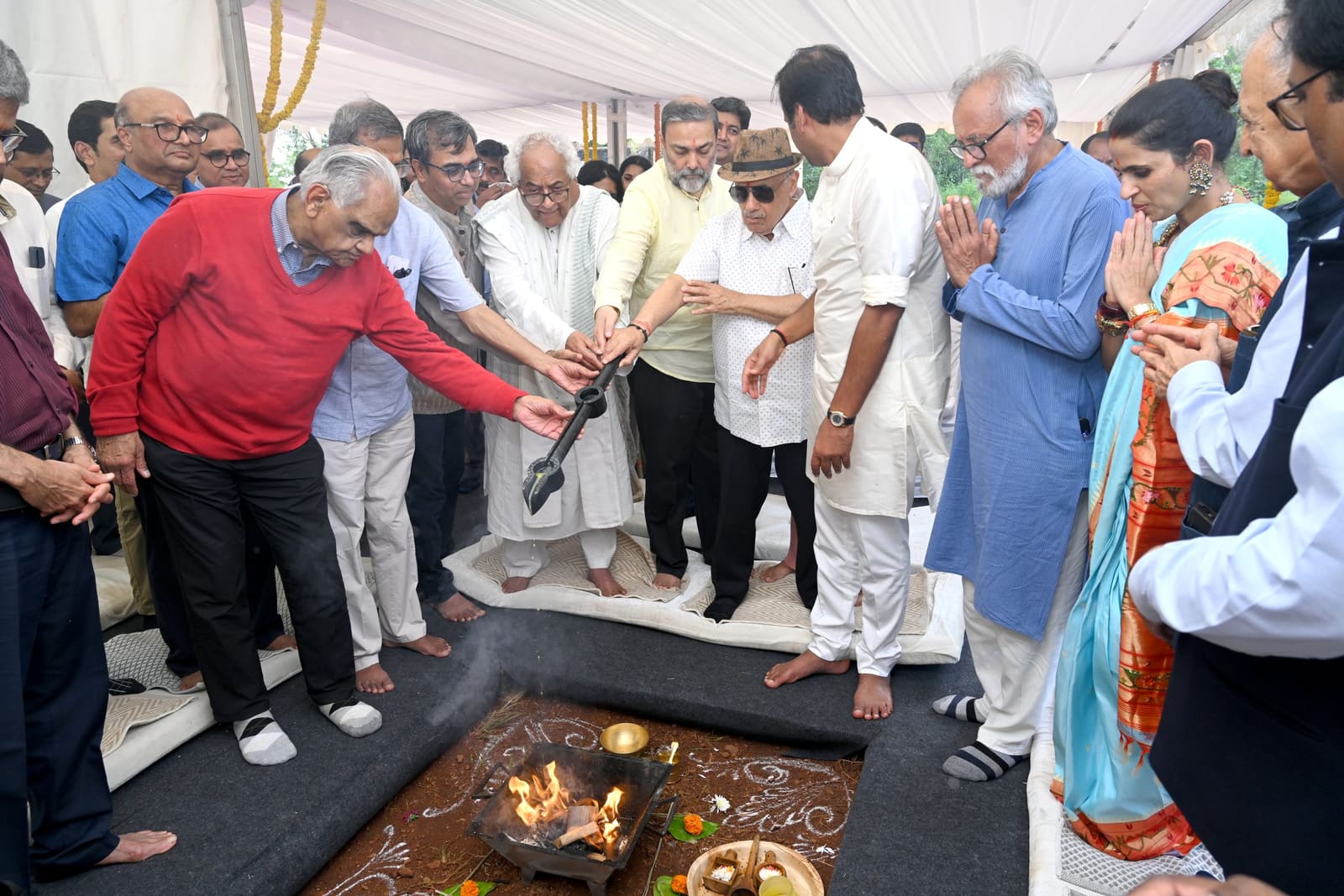 Ceremonial gathering at the WPU GŌA Bhoomipujan